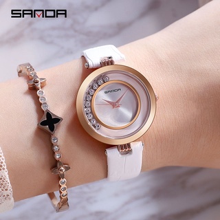 SANDA Simple Rhinestone Watches Women Fashion Dress Ladies Watches Small Bracelet Leather Female Clock relogio feminino
