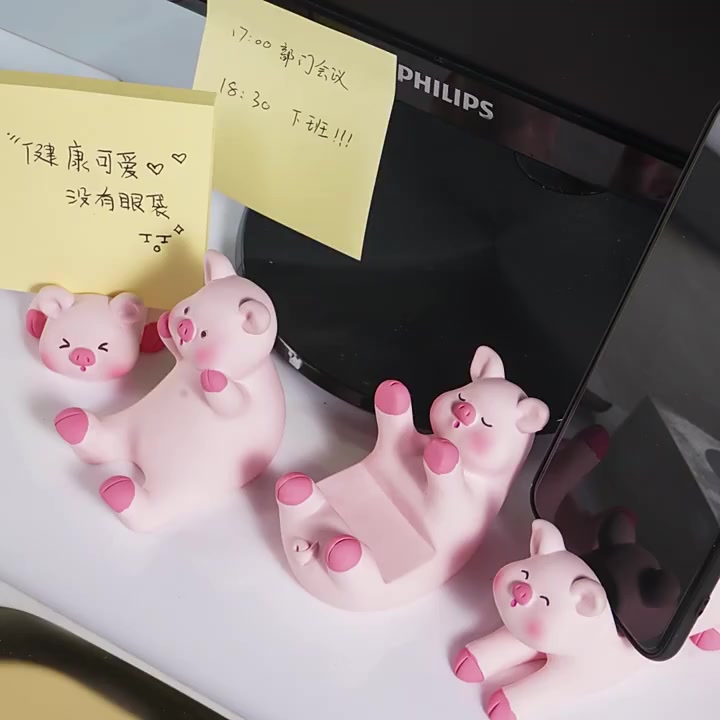 การ์ตูนน่ารัก-piggy-creative-ที่วางโทรศัพท์มือถือเรซิ่นหัตถกรรมรถตกแต่งบ้านเดสก์ท็อปตกแต่งรุ่น-universal-ที่วางโทรศัพท์มือถือ-bluey