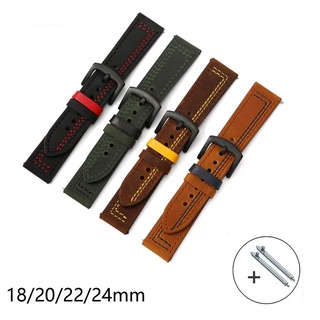 18mm 20mm 22mm 24mm Genuine Leather Watch Band Stitch Cowhide Strap Women Men Wristwatch Bands with Qucik Release Pins