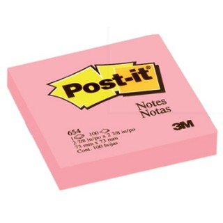 โพสต์อิท [3M] No.654 3"*3" สีชมพูอ่อน (100แผ่น/เล่ม)