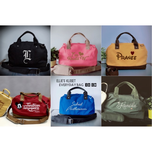 sale-1-399-เฉพาะสีแดง-กระเป๋าปักชื่อ-ellie-s-kloset-ออกแบบได้สไตล์คุณ-ช่องด้านในเยอะ-ซับในอย่างดี-กันน้ำ