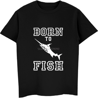 คอลูกเรือเสื้อยืดคอกลมขายดี เสื้อยืดลําลอง แขนสั้น พิมพ์ลาย Born To Fish Tee สไตล์ฮาราจูกุ สตรีท คลาสสิก สําหรับผู้ชาย J