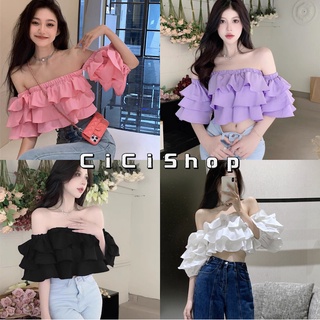 Cicishop(D75)เสื้อครอปสม็อคทั้งตัว แต่งแขนระบาย ยืดได้เยอะใส่แล้วน่ารักมากๆ แขนเป็นทรงตุ๊กตานะ สาวๆไม่ควรพลาด