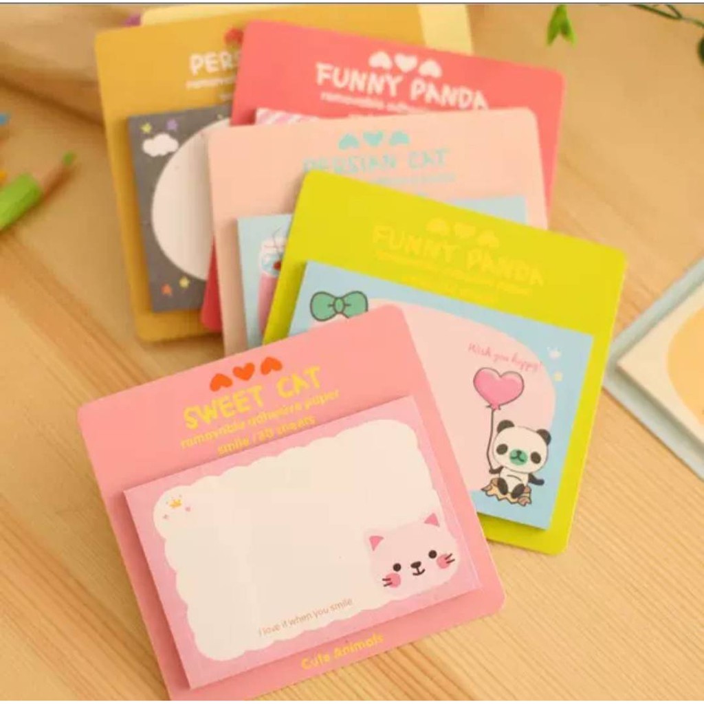 กระดาษโน๊ต กาวในตัว สี่เหลี่ยมลายน่ารัก ขนาด 8*8.5ซม. STICKY NOTE#H029 ...