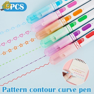 ชุดปากกาไฮไลท์ 6 ทรงโค้ง หลากสี ใช้ซ้ําได้ Shopsbc1825