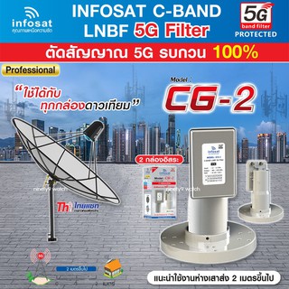 Thaisat C-Band 1.5M (ขาตรงตั้งพื้น) + infosat LNB 2จุด รุ่น CG-2 (5G) ตัดสัญญาณรบกวน