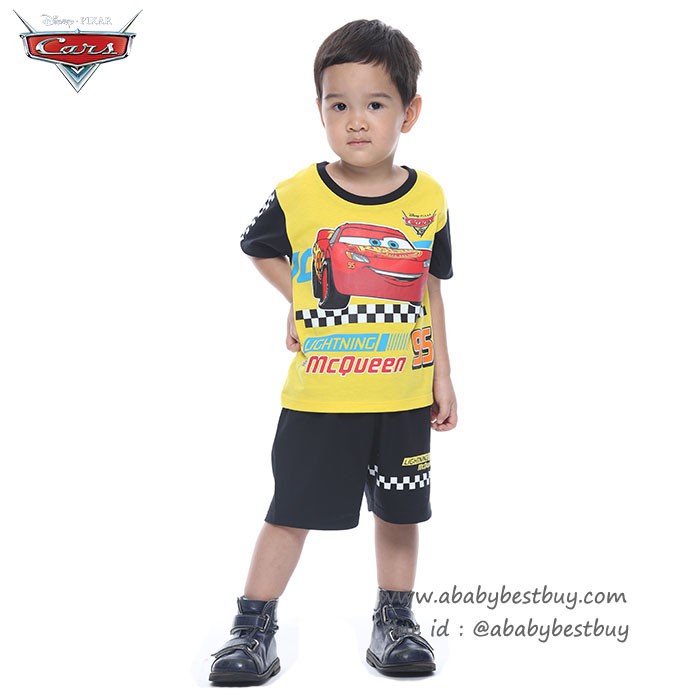 ชุดแฟชั่นเด็กเล็กผู้ชาย-disney-cars-เสื้อแขนสั้นสีเหลือง-กางเกงขาสั้นสีดำ-สุดเท่ห์-ลิขสิทธิ์แท้-สำหรับเด็กอายุ-1-3-ปี