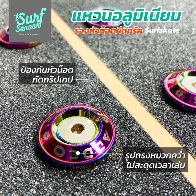 ภาพหน้าปกสินค้าแหวนรองน็อตยึดทรัค Surfskate ป้องกันหัวน๊อตกัดกริปเทป แหวนอลูมิเนียมรองน๊อตยึดทรัคเซิร์ฟสเก็ตป้องกันกระดาษทรายสเก็ตบอร์ด จากร้าน cheewa_healthcare บน Shopee