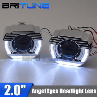 Britune Angel Eyes เลนส์โปรเจคเตอร์ Bi-xenon 2.0 นิ้ว H1 LED HID อุปกรณ์เสริม สําหรับรถจักรยานยนต์