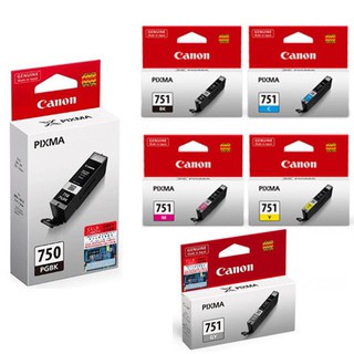 หมึกพิมพ์  Canon  รุ่น PGI-750 BK/ CLI-751 BK, C, M ,Y แท้ 100%