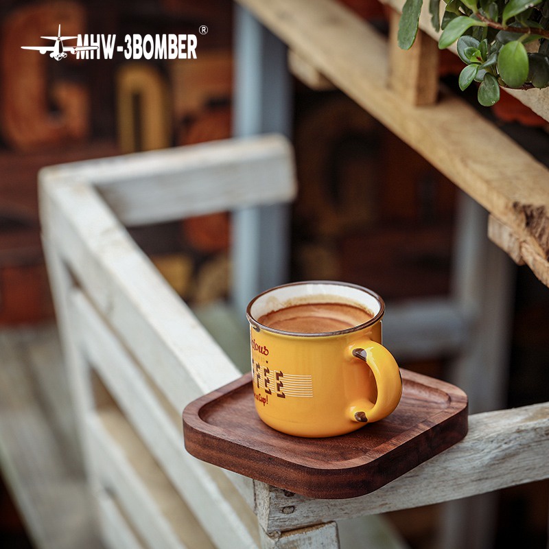 mhw-3bomber-square-saucer-ที่รองแก้วกาแฟ-แก้วน้ำ-ทำจากไม้วอลนัท