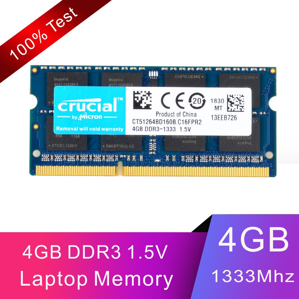 Kit Mémoire RAM Crucial 2x8Go DDR3-1333MHz SODIMM - Pour Portable, 1.5V, Jamais Utilisé