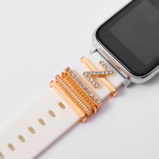 สินค้า สายนาฬิกาข้อมือซิลิโคน ลายตัวอักษร ประดับเพชร สําหรับ Apple Watch Band 41 มม. 45 มม. 40 มม. 44 มม. Series 7 6 5 4 3 SE iWatch
