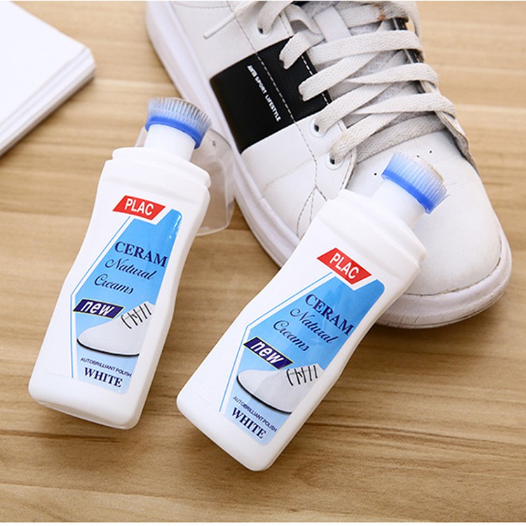 ภาพหน้าปกสินค้าPLAC Cream Natural Cleanser น้ำยาขัดรองเท้าขาว ยาขัดรองเท้า น้ำยาทำความสะอาดรองเท้า ขนาด 100M. พร้อมส่ง
