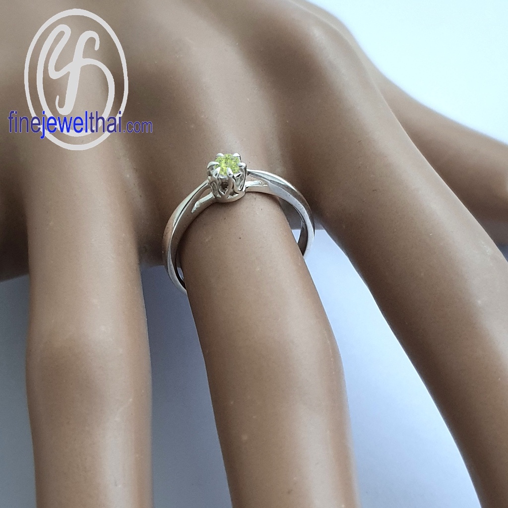 finejewelthai-แหวนเพอริดอท-เพอริดอท-แหวนพลอย-แหวนเงินแท้-พลอยประจำเดือนเกิด-peridot-silver-ring-birthstone-r1376pd