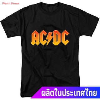 ผ้าฝ้าย 100%เสื้อยืดลำลอง Impact ACDC Distress Orange Logo Adult Short Sleeve T-Shirt Mens Womens T-shirtsS-3XL