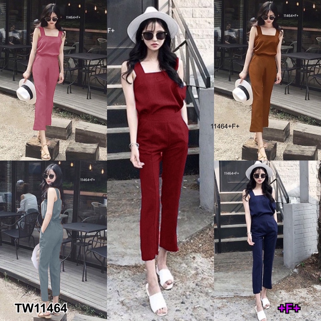 TW11464 Set 2 ชิ้น เสื้อสายเดี่ยวผ่าหลัง + กางเกงขายาว(ชายTW11711 ...