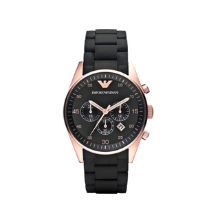 สินค้า EMPORIO ARMANI นาฬิกาข้อมือผู้ชาย รุ่น AR5905 Chronograph Silicone - Rose Gold & Black