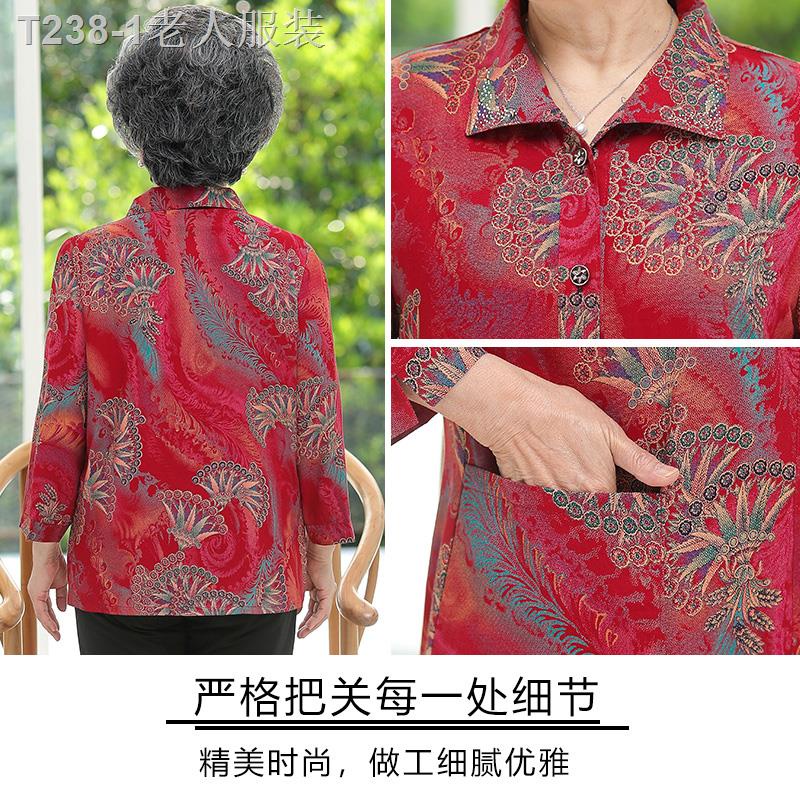 เสื้อผู้หญิง-เสื้อคนแก่-วัยกลางคนและผู้สูงอายุยายฤดูใบไม้ผลิเสื้อ-70-ปี-80-หญิงชราฤดูร้อนผ้าฝ้ายผ้าไหมเสื้อผ้าแม่