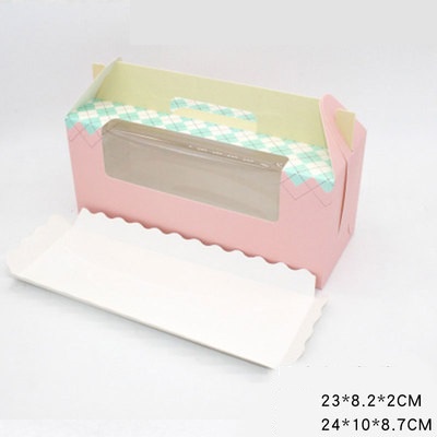 กล่องมีหูหิ้ว-ใส่เค้กโรล-24x9x10-cm-ชุด-5-ใบ