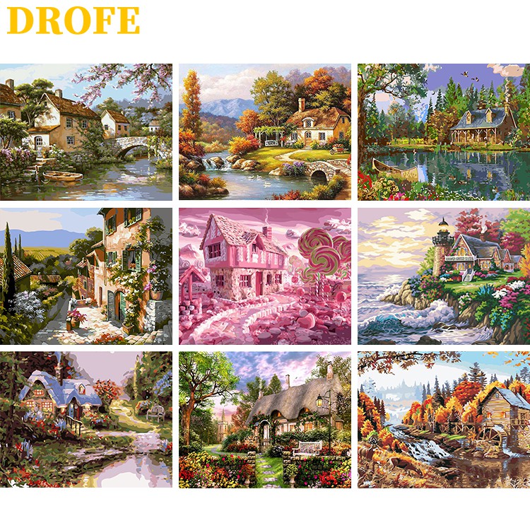 drofe-ภาพระบายสีตามตัวเลข-รูปบ้านในชนบท-สำหรับตกแต่งบ้าน-ของขวัญ-diy-ขนาด-50x40-ซม