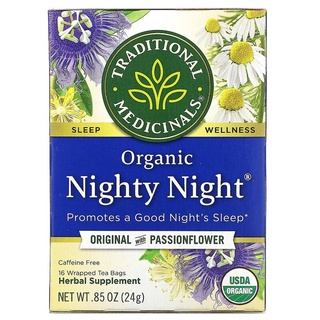 ขายแยกซอง ชา Organic Nighty Night, Original with Passionflower, Traditional Medicinals, Caffeine Free