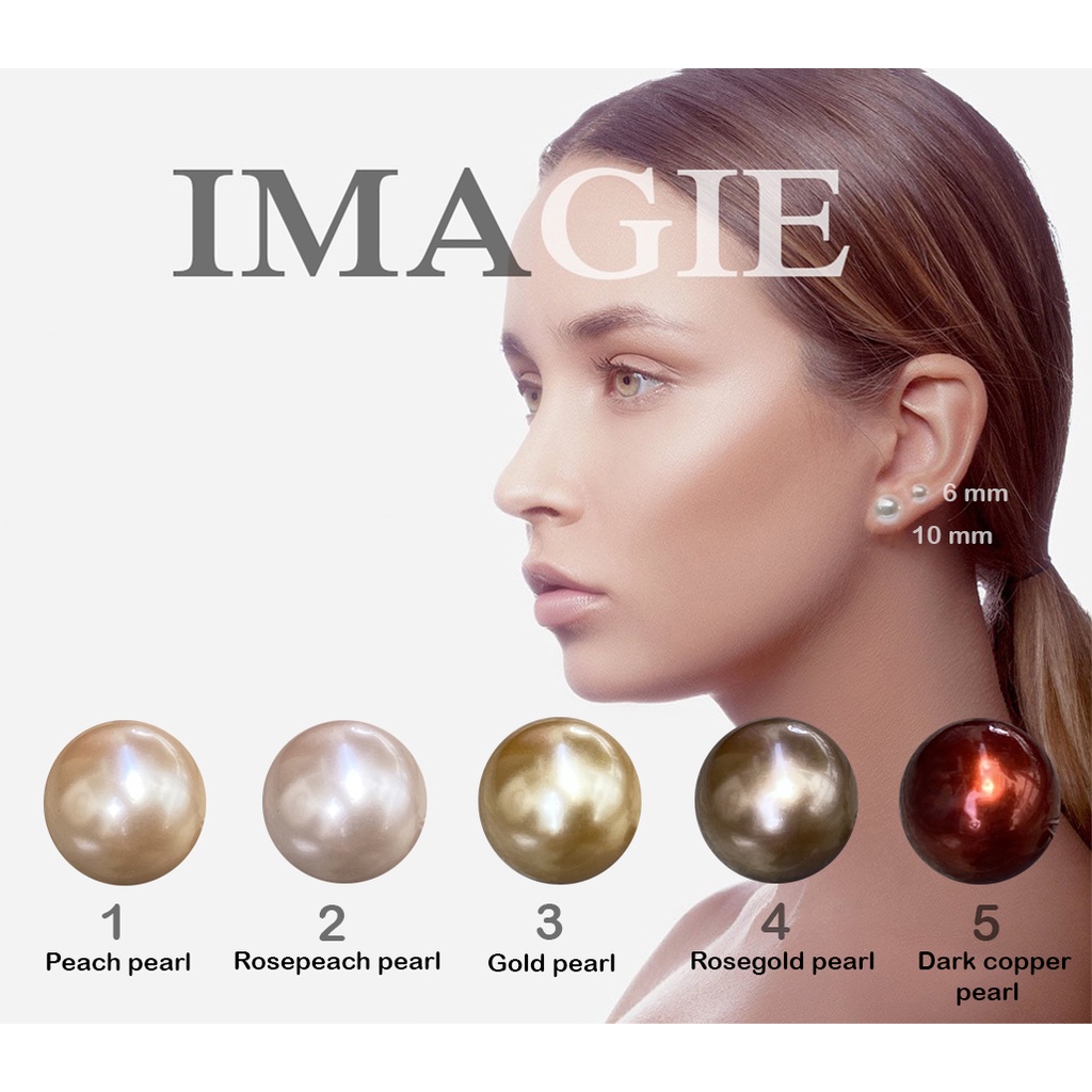 ภาพหน้าปกสินค้าIMAGIE ต่างหูมุกสังเคราะห์ หลากสีสัน ไซส์ 6-8-10mm จากร้าน imagie_officialshop บน Shopee