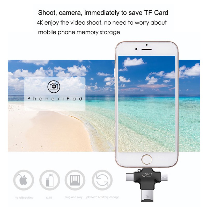 ภาพสินค้าCard Reader โอนถ่ายข้อมูล 3in1 รองรับ Micro SD, TF Card สำหรับ iP, Micro USB, Type-C & USB-A จากร้าน urstylegadget บน Shopee ภาพที่ 5