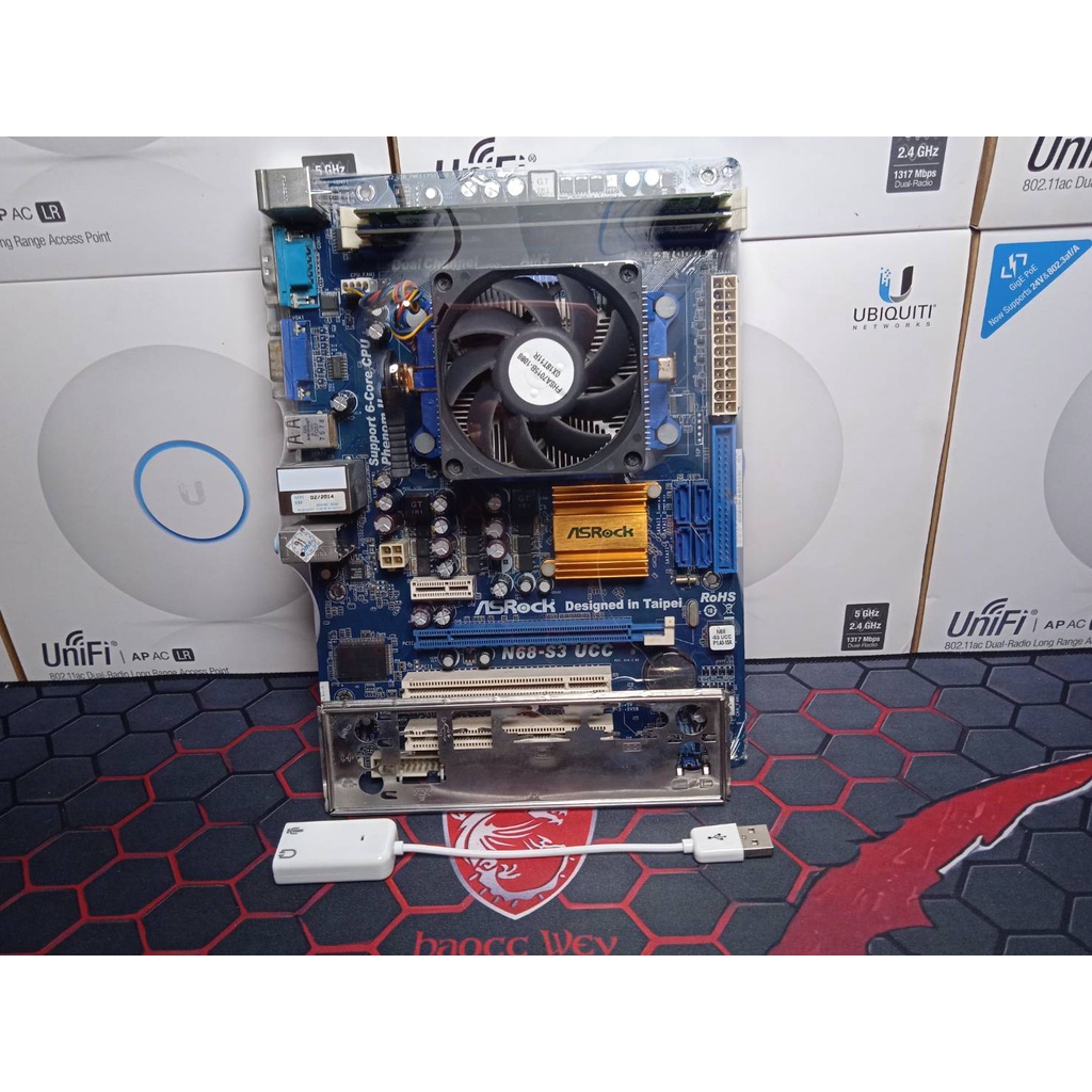 เมนบอร์ด ASROCK N68-S3 UCC Socket AM3 CPU X4 635 แรม 4GB DDR3.