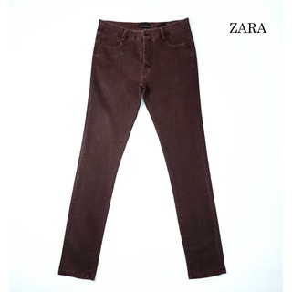 ยีนส์ Zara เอว 32-33 สีสวย ผ้าลายเสือดาว ผ้ายืด ขาเดฟ