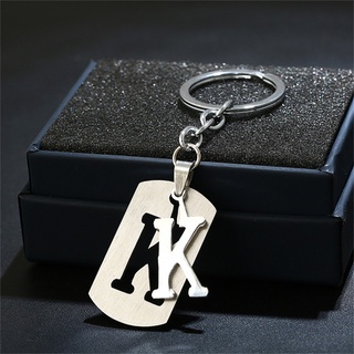 แฟชั่น 26 Initials A to Z พวงกุญแจโลหะกลวง สําหรับผู้ชาย ผู้หญิง สีเงิน ที่ใส่กุญแจรถ ที่เรียบง่าย อเนกประสงค์ กระเป๋าถือ อุปกรณ์ของขวัญ