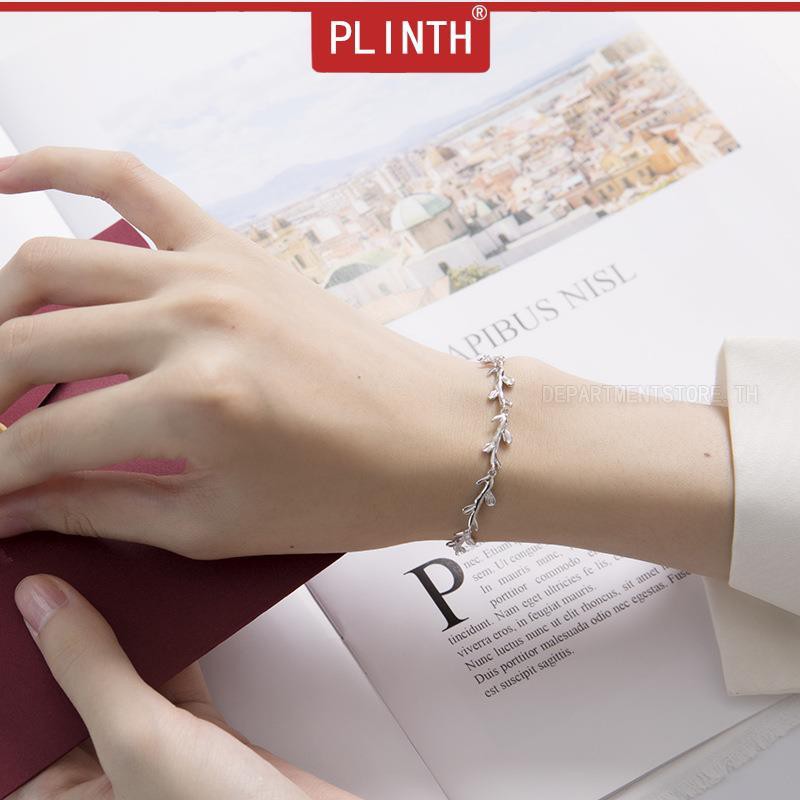 plinth-สร้อยข้อมือเงินแท้-925-ต้นไม้นักเรียนแบบเรียบง่ายใบสาขางานฝีมือ1136