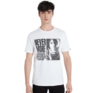 【hot sale】DAVIE JONES เสื้อยืดพิมพ์ลาย สีขาว Graphic Print T-Shirt in white TB0193WH