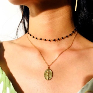 พร้อมส่ง Necklace สร้อยคอแฟชั่น โชกเกอร์ สร้อยสไตล์มินิมอล สีเงินและสีทอง