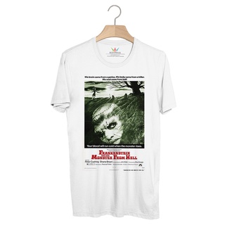 BP739 เสื้อยืด Horror Movie Retro Poster : Frankenstein and the Monster From Hell