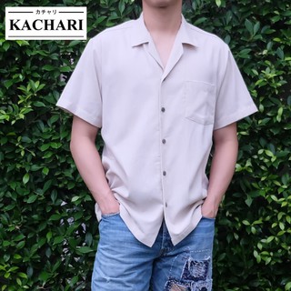 KACHARI เสื้อสีพื้น(เบจ) พร้อมส่งฟรี เสื้อฮาวาย เสื้อสงกรานต์ ผ้าลินิน