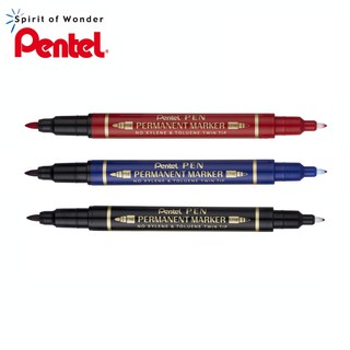 สินค้า Pentel Permanent Marker ปากกาเคมี 2 หัว เพนเทล 0.3 & 1.0mm รุ่น N75W