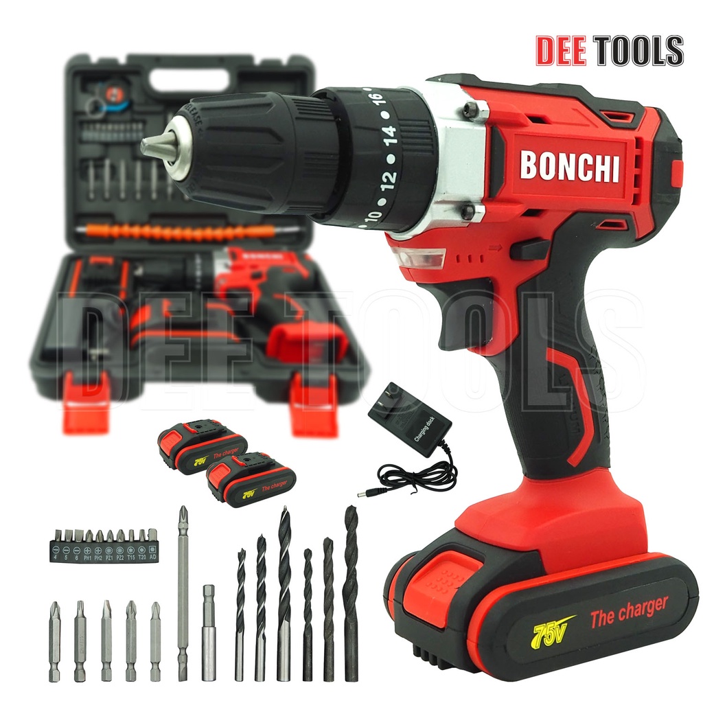 BONCHI สว่านไร้สาย สว่าน 75V 3 ระบบ มีระบบกระแทก แบตเตอรี่ Li-ion อย่าง ...