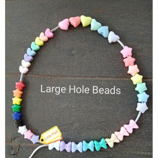 Large Hole​ Beads​ ลูกปัด​ รูใหญ่​ หัวใจ​ สีพาสเทล​ ดาว​ โบว์​