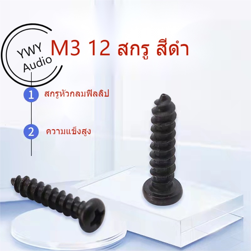 ywy-audio-m312-สีดำหัวกลมสกรูหัวฟิลลิปสกรูลำโพงสกรู-m312-black-round-head-phillips-head-screw-speaker-speaker-screw-b27