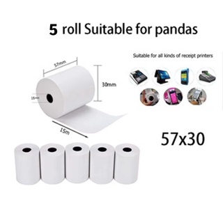 5ม้วน  กระดาษความร้อน 57*30 mm กระดาษเทอร์มอล กระดาษPaperang Thermal Paper สลิปใบเสร็จ POS