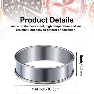 8 Pcs 4.1 Inch Muffin Tart Rings Double Tart Ring Stainless Steel Round Ring Mold for Home Cooking Baking Tools
