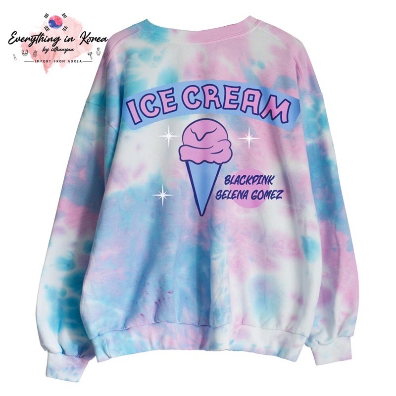 เสื้อ-blackpink-ของแท้-พร้อมส่ง-ทันที-เสื้อ-blackpink-เสื้อสเวตเตอร์-ice-cream-crewneck-pullover-size-l