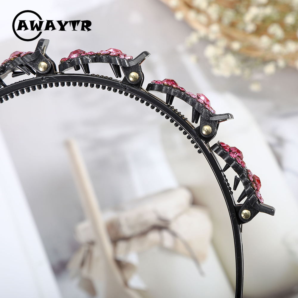awaytr-ที่คาดผมประดับไรน์สโตนสไตล์เกาหลีสําหรับผู้หญิง