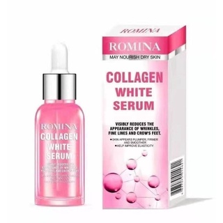 Romina Collagen White Serum 30ml. โรมีน่า คอลลาเจนไวท์เซรั่ม  ฉ่ำน้ำ กระจ่างใส ออร่า ให้ผิวคุณแล้ว ผิวหน้าแห้ง เป็นขุย