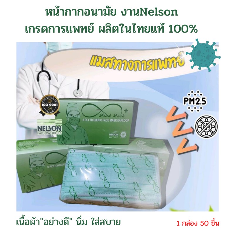 Mind Mask (มายด์ มาส์ค) หน้ากากอนามัย Nelson งานเนลสัน เกรดการแพทย์ ...