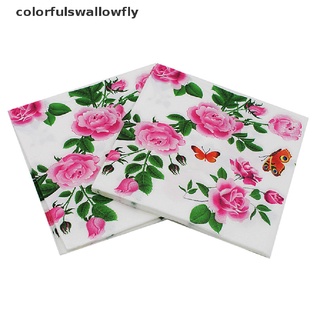 Colorfulswallowfly 20pcs floral paper napkins flower disposable birthday wedding party table decor CSF