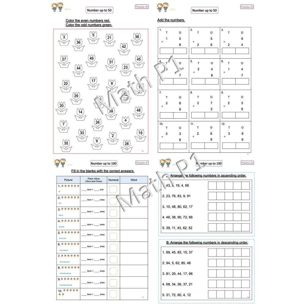 ใบงาน Mathematics ป.1 EP/MEP/MSEP | ครบ 2 เทอม พิมพ์สีทั้งเล่ม 117 หน้า ...