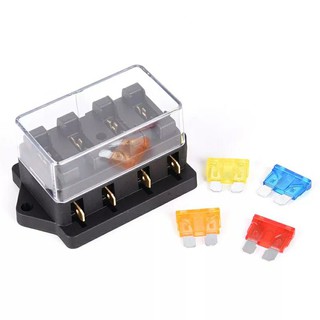 ฟิวส์ใบมีดชุด 4 ตัว/6ตัว/8ตีว  Car 4/6/8 Way Circuit Standard ATO Blade Fuse Box Block Holder 12V/24V+4 Way Fuse