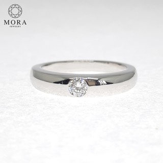 💍✨MR-01 แหวนเพชรผู้ชาย ขนาด 0.25 ct.(4 mm) แหวนเพชร CZ แหวนชาย แหวนเงินผู้ชาย สวยเทียบเพชรแท้ By Mora Jewelry Diamond